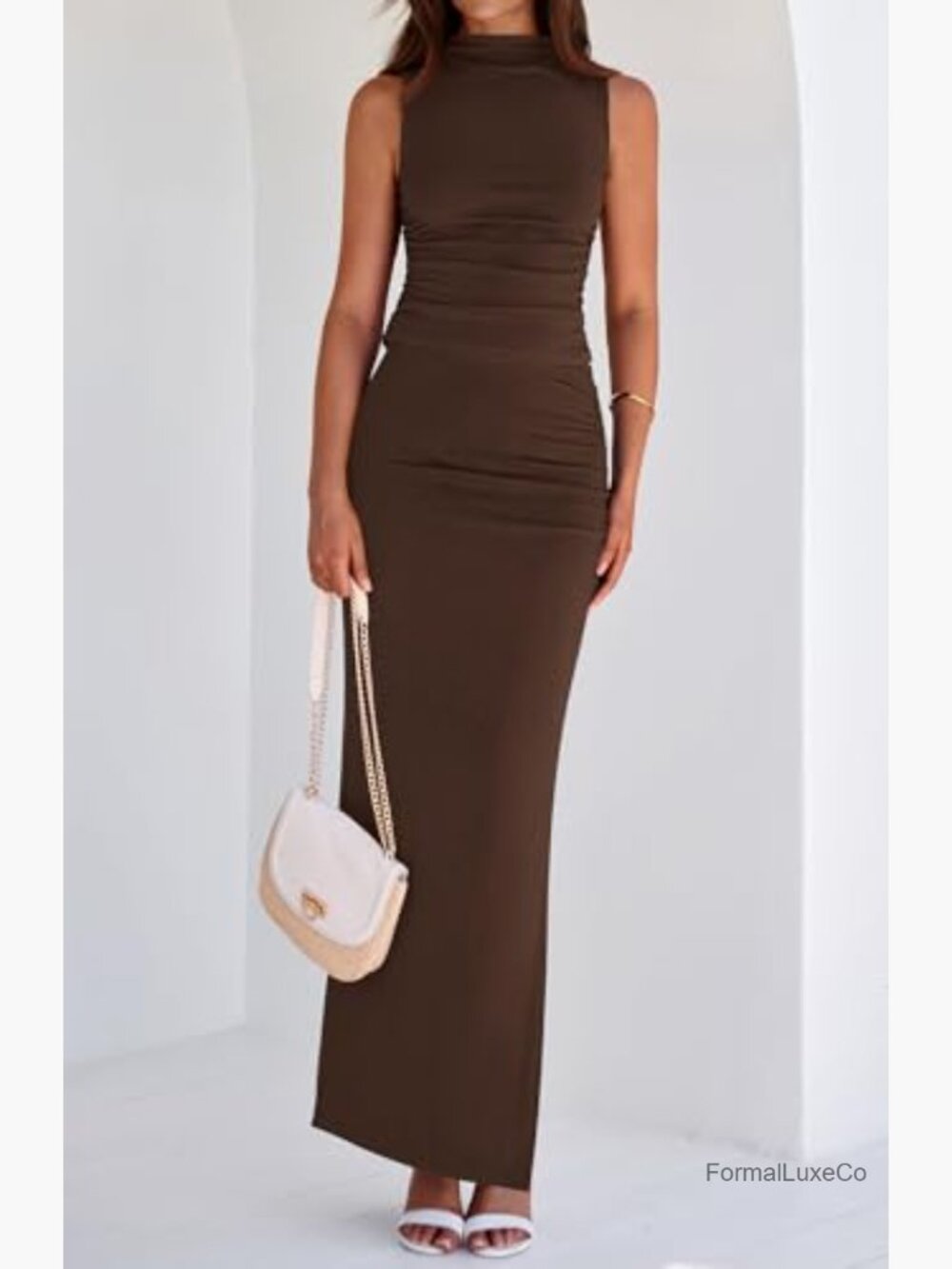 Mock Neck Sleeveless Knit Top & Maxi Skirt Set 2 Piece - Picture 2 of 7